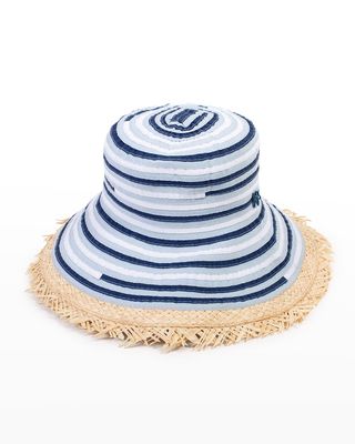 Multi-Striped Packable Straw Bucket Hat
