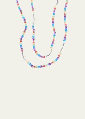 Multicolor Gemstone Necklace with Lobster Clasp, 38"L
