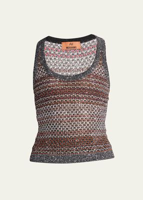 Multicolor Mesh Knit Tank Top with Sequins