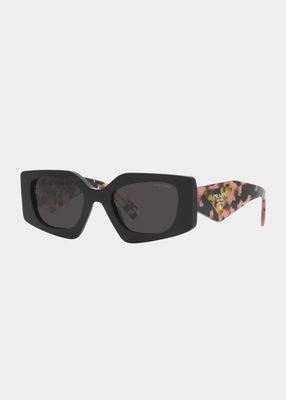 Multicolor Rectangle Acetate Sunglasses