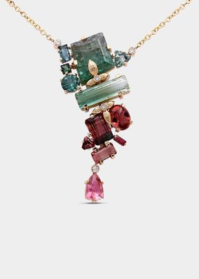 Multicolor Tourmaline and Diamond Necklace in 18K Gold