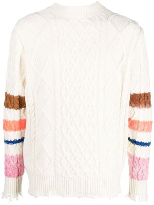 #Mumofsix jacquard cable-knit jumper - White