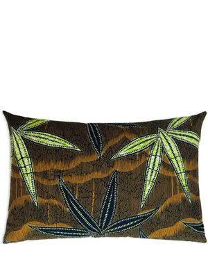 Mumutane Iki Aloe Vera Lime leaf-print wool cushion - Brown