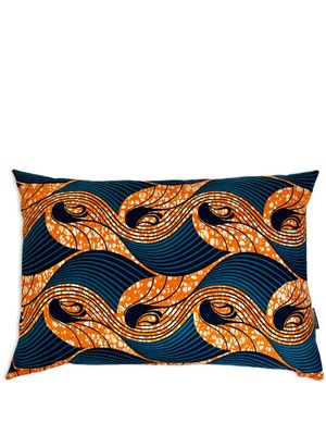 Mumutane Iki Wave graphic-print wool cushion - Blue