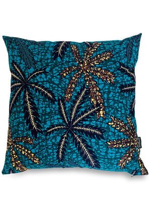 Mumutane Isolo Palm Leaf leaf-print wool cushion - Blue