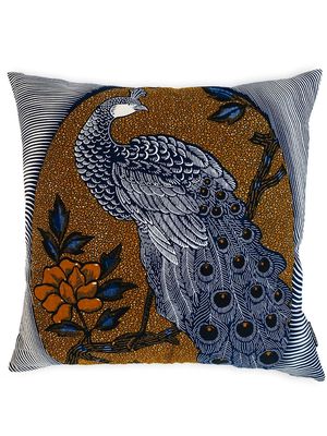 Mumutane Isolo Peacock Stripe graphic-print wool cushion - Blue