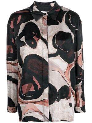 MUNTHE abstract-pattern print spread-collar shirt - Black