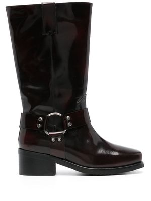 MUNTHE buckle-detail leather boots - Brown