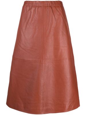 MUNTHE Charm leather midi skirt - Orange