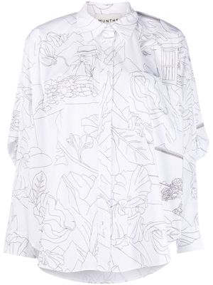 MUNTHE floral-print puff-sleeve shirt - White