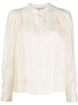 MUNTHE grid-pattern long-sleeve blouse - Neutrals