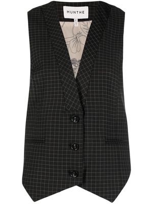 MUNTHE grid-pattern V-neck waistcoat - Black