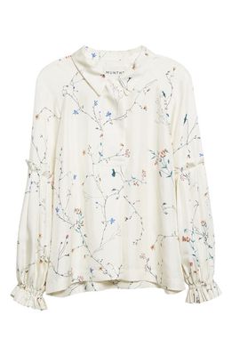 MUNTHE Jelima Floral Print Silk Blouse in Ivory