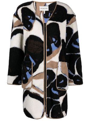 MUNTHE Labyrinth abstract-print fleece coat - Blue