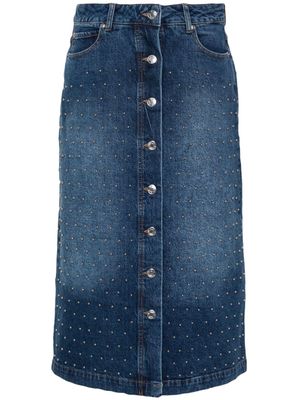 MUNTHE Lally stud-embellished denim skirt - Blue