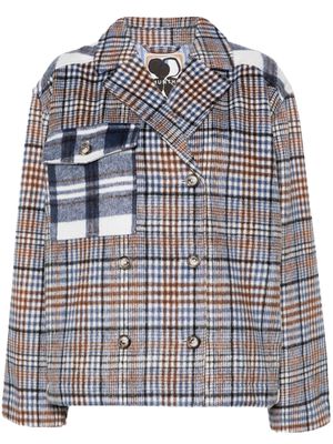 MUNTHE Lorna checked double-breasted jacket - Blue