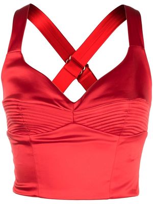 Murmur cropped corset top - Red