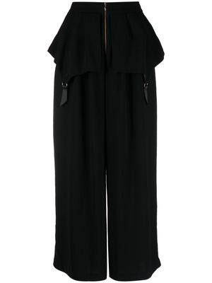 Murmur fold-over waist cropped trousers - Black