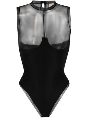 Murmur Hold-Up tulle-panel bodysuit - Black