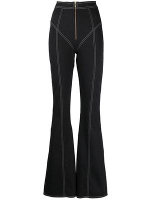 Murmur Underline contrast-stitching flared trousers - Black