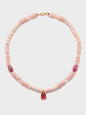 Musa By Bobbie - Ruby, Opal, Quartz & 18kt Gold Necklace - Womens - Pink Multi