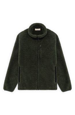 Museum of Peace & Quiet Faux Shearling Zip Jacket in Forest/Black