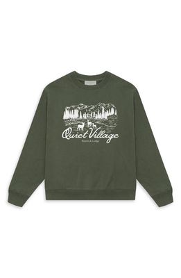 Museum of Peace & Quiet Quiet Village Crewneck Sweatshirt in Olive