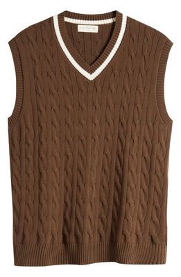 Museum of Peace & Quiet School House Cable Knit Sweater Vest in Brown