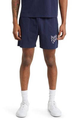 Museum of Peace & Quiet Warped Graphic Sweat Shorts in Navy