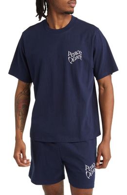 Museum of Peace & Quiet Warped Oversize Graphic T-Shirt in Navy