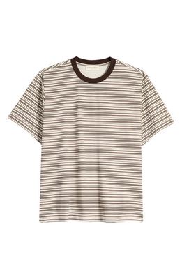 Museum of Peace & Quiet Wordmark Stripe Cotton T-Shirt in Brown 