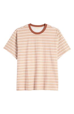 Museum of Peace & Quiet Wordmark Stripe Cotton T-Shirt in Coral 