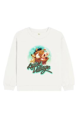 Museum of Peace & Quiet x Disney Kids' 'The Lion King' Quiet Village Airbrush Cotton Graphic Sweatshirt in White