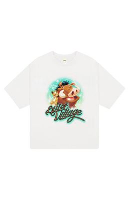 Museum of Peace & Quiet x Disney Kids' 'The Lion King' Quiet Village Airbrush Cotton Graphic T-Shirt in White