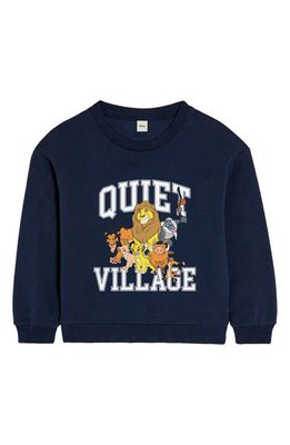 Museum of Peace & Quiet x Disney Kids' 'The Lion King' Quiet Village Cotton Graphic Sweatshirt in Navy