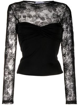 Musier floral-motif mesh-panelled T-shirt - Black