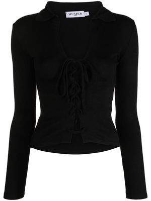 Musier front lace-up fastening cardigan - Black
