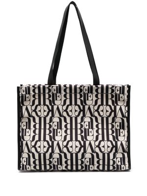 Musier Lipsi monogram-pattern leather tote bag - Neutrals