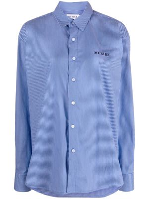 Musier logo-embroidered striped cotton blend shirt - Blue