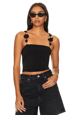 Musier Paris Ballata Top With Flower Straps in Black