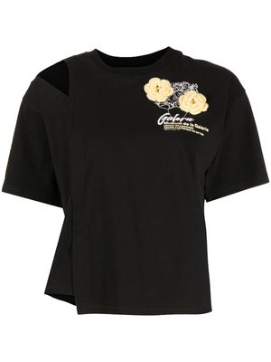 Musium Div. crochet-flowers t-shirt - Black