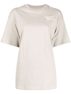 Musium Div. embroidered cotton t-shirt - Brown