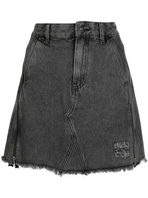 Musium Div. fringed mini denim skirt - Grey
