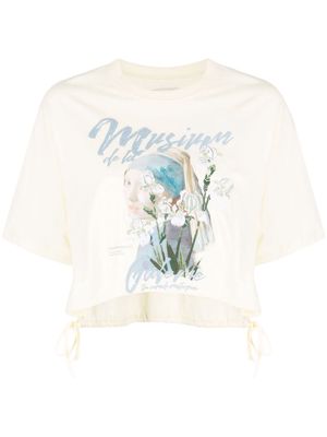 Musium Div. graphic-print cotton cropped T-shirt - Yellow
