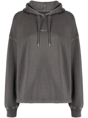 Musium Div. logo-appliqué cotton hoodie - Grey