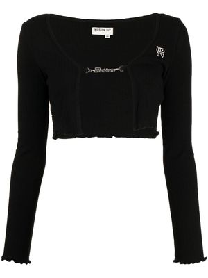 Musium Div. logo-embroidered cropped cardigan - Black