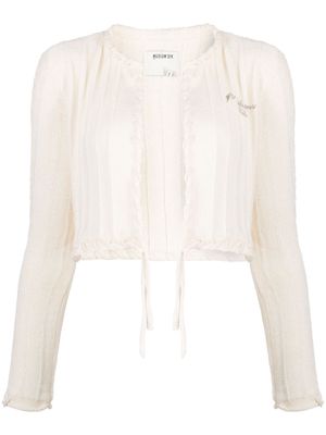 Musium Div. logo-embroidered ribbed cardigan - Neutrals