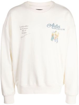 Musium Div. painterly-print cotton sweatshirt - White