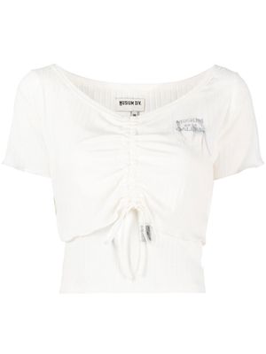 Musium Div. ruched logo-embroidered shirt - White