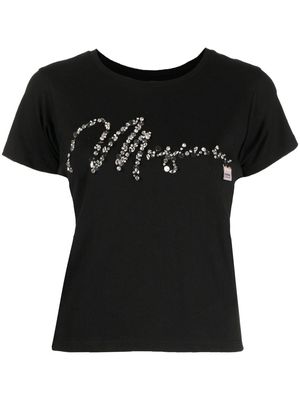Musium Div. sequin-logo cotton T-shirt - Black